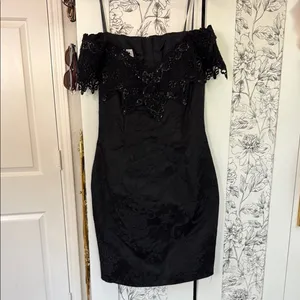 Scott McClintock vintage bedazzled jacquard goth pencil dress thumbnail 2