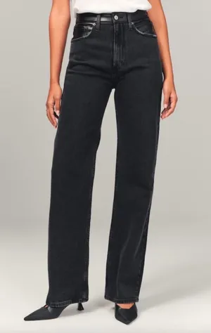 Abercrombie & Fitch Black Two-Tone Leather Straight Jeans thumbnail 1