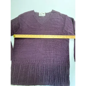 DKNY Petite V Neck Knit Sweater Purple Rayon Blend Women's‎ Size M/L thumbnail 3