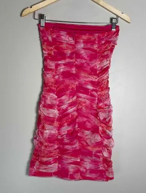 Superdown Womens Pink Strapless Ruched Bodycon Micro Mini Dress Small thumbnail 8