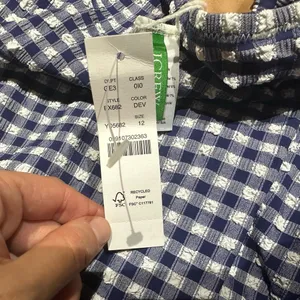 NWT J.Crew Gingham Ruched Ruffle One-Piece Swimsuit Womens Size 12 Blue White thumbnail 10