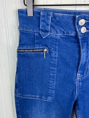 Free People Layla Boho High Rise Flare Leg Jeans Size 26 Electric Blue Denim thumbnail 7