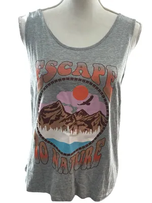 Miken Gray Tank with Mountain Sunset Graphic thumbnail 1