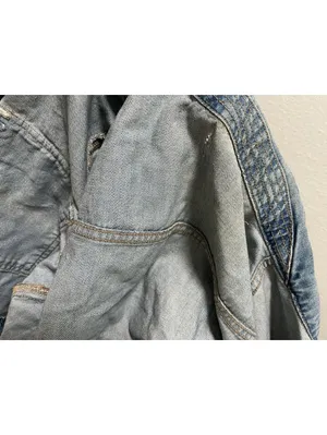Calvin Klein Floral Embroidered S Cropped Blue Denim Jacket thumbnail 4