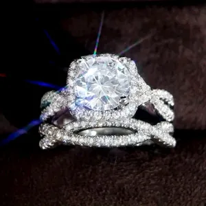 Love Eternity Set 2pc Cubic Zirconia Braided Double Band size 9 thumbnail 3