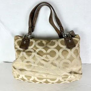 Coach Kristen Signature Op Art Hobo Purse Sateen Zip Top thumbnail 2