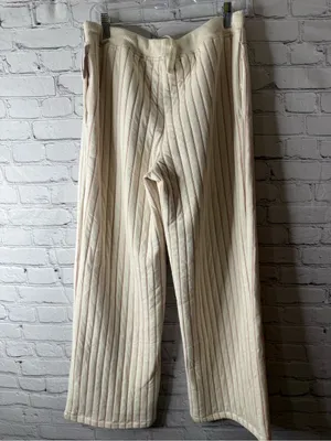 Nwt Aiden Cream Ribbed Lounge Pants with Subtle Tan Pinstripes size medium thumbnail 3