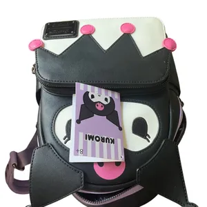 Loungefly Sanrio Kuromi Cosplay Mini Backpack Black Purple Skull‎ 3D Ears Tail thumbnail 9