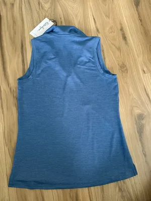 Lady Hagen Women's Clubhouse Scallop Sleeveless Polo Blue Small thumbnail 3