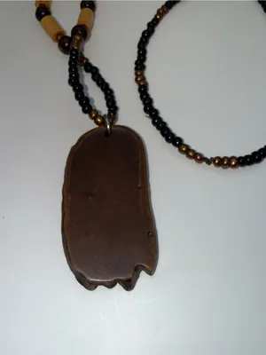 Handcraftede Black and Brown Beaded Necklace with Native Chief Pendant thumbnail 3