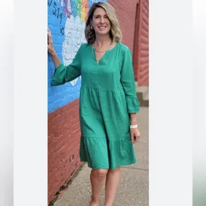 J. Jill Jardin Fern Green Linen Mixed Quarter Women Dress Size Médium NWOT thumbnail 4