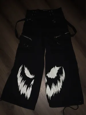Dolls kill Ghoulish Glow In The Dark Wide Leg cargo Pants size small- baggy thumbnail 2