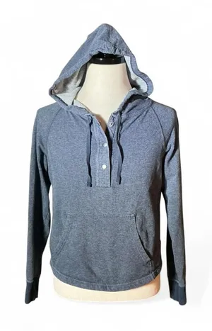 Patagonia Gorpcore Womens Organic Cotton Raglan‎ Snap Neck Hoodie Blue S 39550 thumbnail 1