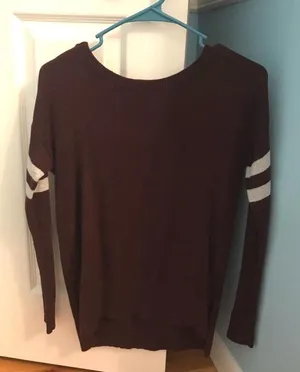 American Eagle Burgundy Sweater With Stripes thumbnail 1