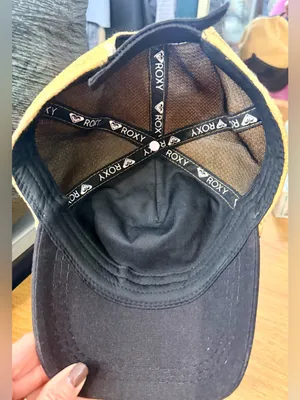 Roxy Baseball Cap Black Speckled Straw Weave Back Leather Patch Adjustable Hat thumbnail 4