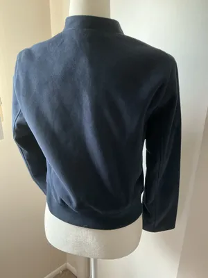 Banana Republic Navy Vegan Suede Moto Jacket-Size Med Petite thumbnail 4