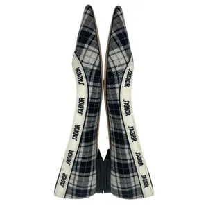 Christian Dior J'adior Embroider Tartan Print Pointed Toe Flats Size 39.5 thumbnail 6