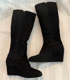 tory burch wedge heel suede knee high boots size 8 thumbnail 1