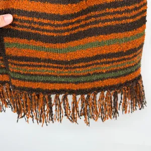 Babette Ballinger Brown Striped Fringe Open Front Cardigan Sweater Womens Large‎ thumbnail 3