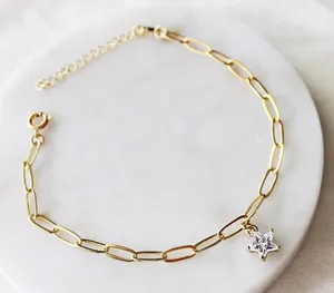 CZ Start Charm Bracelets, delicate Bracelets Gold thumbnail 1