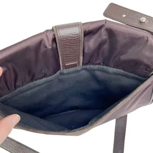 DKNY Brown Suede & Dark Purple Satin Crossbody Purse Bag thumbnail 7