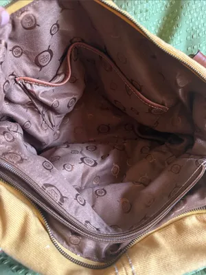 BORN Women’s Canvas Tote Bag with Brown genuine Leather Trim - Mustard thumbnail 8