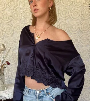 vintage victorias secret gold label satin top thumbnail 3