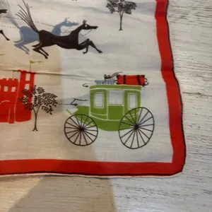 Kimball‎ Pat Prichard Designer Hanky Horses Carriages Castles Original Vintage thumbnail 5