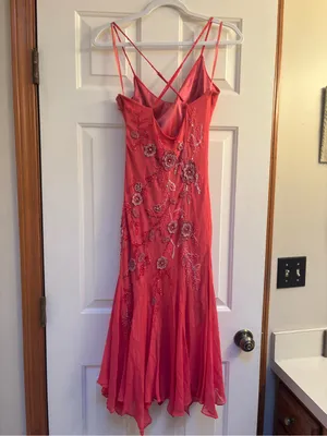 Sue Wong Coral Beaded Spaghetti-Strap Midi Dress thumbnail 6