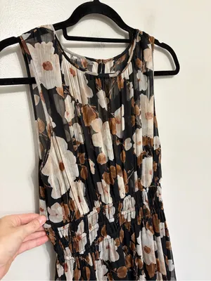Abercrombie Black and Brown Fall Floral Sleeveless Midi Dress - Size S thumbnail 6