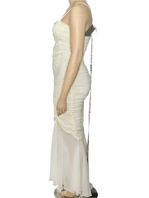 HOUSE OF CB Pearla One Shoulder Ruched Maxi Dress, Ivory, L (Plus Cup) thumbnail 5