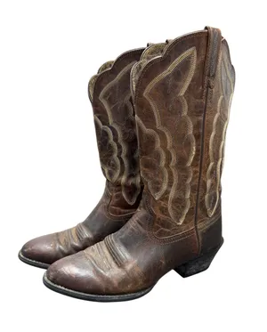 Ariat Heritage Western R Toe Cowboy Cowgirl Embroidered Boots Brown 6.5 10010266 thumbnail 1
