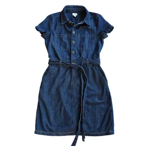 J. Crew Womens Dark Wash Denim Short Sleeve Belted Shirt Dress BY042 Size 2 thumbnail 3