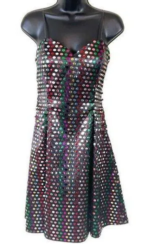 Vintage 80s Nadine Rainbow Swiftie Disco Ball Sequin Strapless Mini Dress thumbnail 1