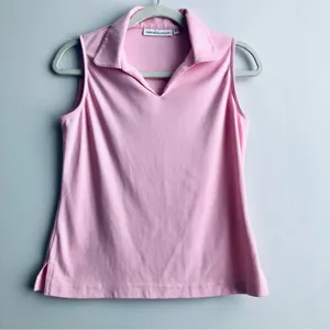 Bette & Court Sleeveless V-Neck Cotton Casual Golf Pink Shirt Women’s Size S thumbnail 8