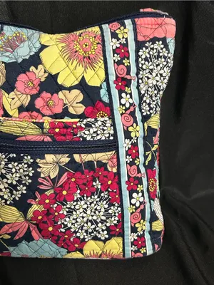 Vera Bradley Navy Pink Yellow White Blue Floral Quilted Shoulder Bag thumbnail 3