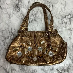 Vintage Chunky Y2K Shoulder Bag Gold by Kathy Van Zeeland 90s Gems thumbnail 1