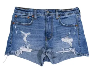 Abercrombie & Fitch Mom Shorts Mid Rise Size 0 Blue Denim Distressed 90s Retro thumbnail 1