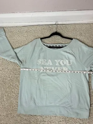 PINK Victoria's Secret Pale Mint Crewneck Sweatshirt Sea You Never thumbnail 4