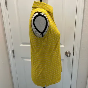 Nike Golf Sleeveless Mustard Yellow Striped Polo Sleeveless Top thumbnail 5