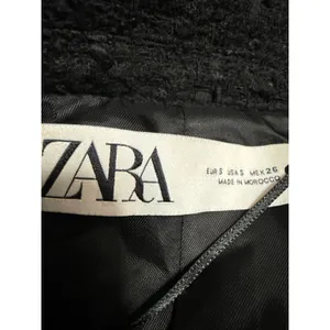 Zara Womens Black Tweed Fringe Double Breasted Military Trench Overcoat Jacket S thumbnail 4