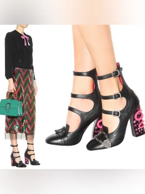 NEW Gucci Queercore Crystal Embellish Brogue Snake Heel Pumps Size 38.5 RARE thumbnail 2