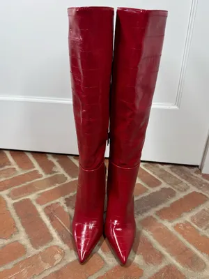 Steve Madden Nitro Red Eel Knee High Boots Size 7.5 Party Night Out Fun Sexy thumbnail 3