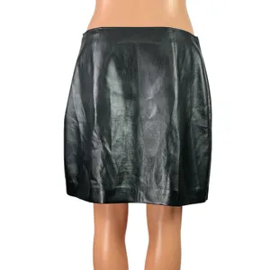 Aritzia Babaton Women's Black Faux Leather Vegan Straight Mini Skirt Size 10 thumbnail 3