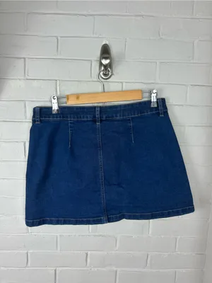 Sincerely Jules Front Pocket Zip Up Denim Mini Skirt Size 30 Blue thumbnail 6
