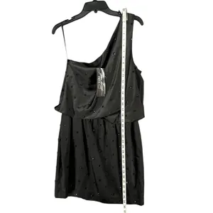 Allen Schwartz Prive Dress 12 Black Jeweled One Shoulder Blouson Evening Party‎ thumbnail 10