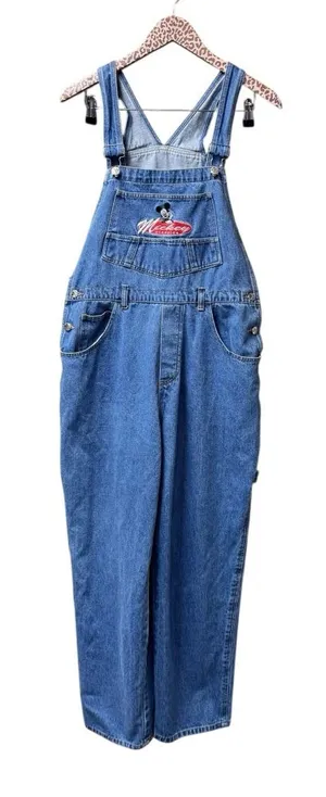 Disney Vintage 90s Mickey Unlimited Denim Jean Carpenter Overalls Blue Large thumbnail 1