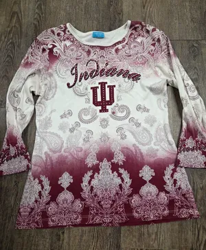 P. Michael Indiana University Hoosiers Blouse Top Shirt Bling Small 3/4 Sleeve S thumbnail 1
