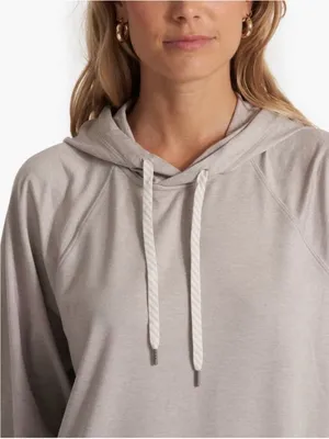 Vuori Halo Oversized Long Sleeve Pullover Hoodie Oatmeal Heather Beige Tan Small thumbnail 4