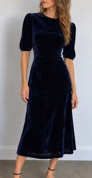 Bardot Navy Blue Velvet Open Back Tie Midi Dress XS Dark Romance Whimsigoth thumbnail 1